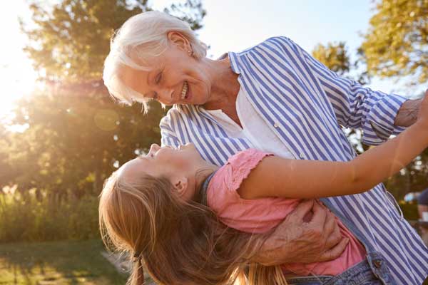 senior and child